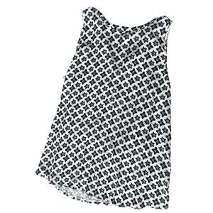 Loft S tank top blouse Blue white tile medallion comfort work preppy chic casual